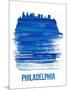 Philadelphia Brush Stroke Skyline - Blue-NaxArt-Mounted Art Print