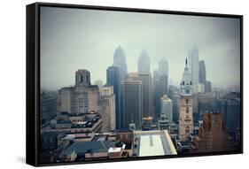 Philadelphia City Rooftop View with Urban Skyscrapers.-Songquan Deng-Framed Stretched Canvas