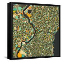 Philadelphia Map-Jazzberry Blue-Framed Stretched Canvas