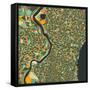 Philadelphia Map-Jazzberry Blue-Framed Stretched Canvas