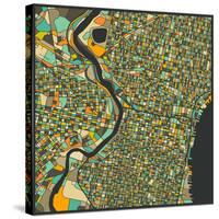 Philadelphia Map-Jazzberry Blue-Stretched Canvas