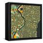 Philadelphia Map-Jazzberry Blue-Framed Stretched Canvas
