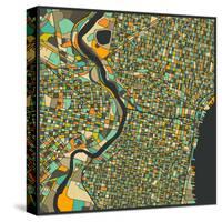 Philadelphia Map-Jazzberry Blue-Stretched Canvas