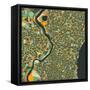 Philadelphia Map-Jazzberry Blue-Framed Stretched Canvas