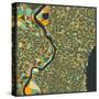 Philadelphia Map-Jazzberry Blue-Stretched Canvas