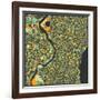 Philadelphia Map-Jazzberry Blue-Framed Art Print