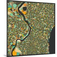 Philadelphia Map-Jazzberry Blue-Mounted Art Print