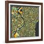 Philadelphia Map-Jazzberry Blue-Framed Art Print