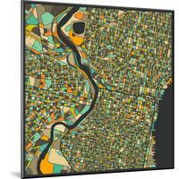 Philadelphia Map-Jazzberry Blue-Mounted Art Print