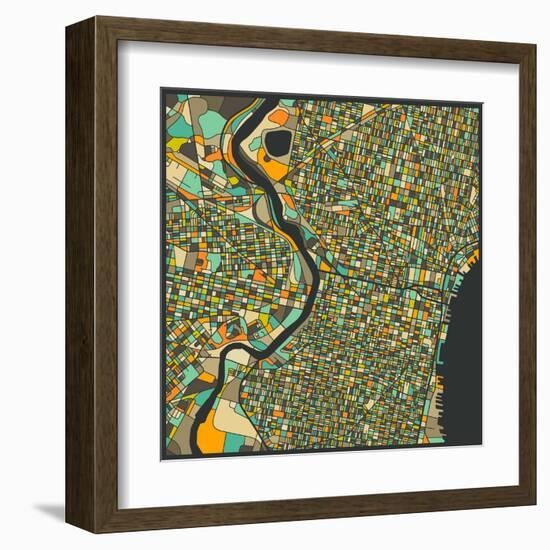 Philadelphia Map-Jazzberry Blue-Framed Art Print