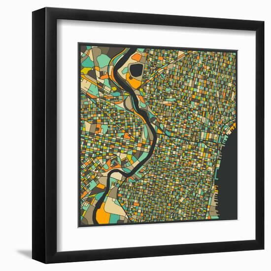 Philadelphia Map-Jazzberry Blue-Framed Art Print