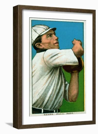 Philadelphia, PA, Philadelphia Athletics, Frank Baker, Baseball Card-Lantern Press-Framed Art Print