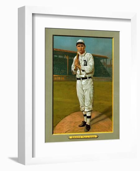 Philadelphia, PA, Philadelphia Athletics, Frank Baker, Baseball Card-Lantern Press-Framed Art Print