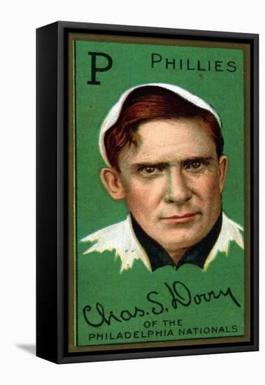 Philadelphia, PA, Philadelphia Phillies, Charles S. Dooin, Baseball Card-Lantern Press-Framed Stretched Canvas