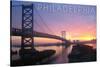 Philadelphia, Pennsylvania - Ben Franklin Bridge-Lantern Press-Stretched Canvas