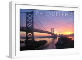 Philadelphia, Pennsylvania - Ben Franklin Bridge-Lantern Press-Framed Art Print