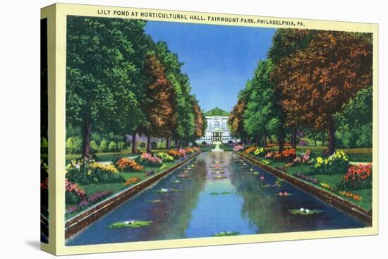 Philadelphia, Pennsylvania, Fairmount Park View of the Horticultural Hall Lily Pond-Lantern Press-Stretched Canvas