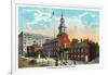 Philadelphia, Pennsylvania - Independence Hall from Chestnut Street-Lantern Press-Framed Art Print