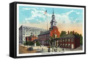 Philadelphia, Pennsylvania - Independence Hall from Chestnut Street-Lantern Press-Framed Stretched Canvas