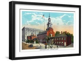 Philadelphia, Pennsylvania - Independence Hall from Chestnut Street-Lantern Press-Framed Art Print