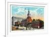 Philadelphia, Pennsylvania - Independence Hall from Chestnut Street-Lantern Press-Framed Premium Giclee Print