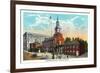 Philadelphia, Pennsylvania - Independence Hall from Chestnut Street-Lantern Press-Framed Premium Giclee Print