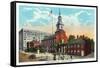 Philadelphia, Pennsylvania - Independence Hall from Chestnut Street-Lantern Press-Framed Stretched Canvas