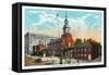 Philadelphia, Pennsylvania - Independence Hall from Chestnut Street-Lantern Press-Framed Stretched Canvas