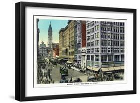 Philadelphia, Pennsylvania - Market Street West from 11th Street-Lantern Press-Framed Art Print