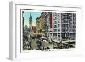 Philadelphia, Pennsylvania - Market Street West from 11th Street-Lantern Press-Framed Art Print