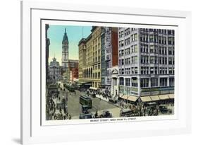 Philadelphia, Pennsylvania - Market Street West from 11th Street-Lantern Press-Framed Art Print