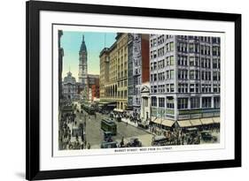 Philadelphia, Pennsylvania - Market Street West from 11th Street-Lantern Press-Framed Art Print