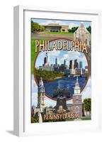 Philadelphia, Pennsylvania - Montage-Lantern Press-Framed Art Print