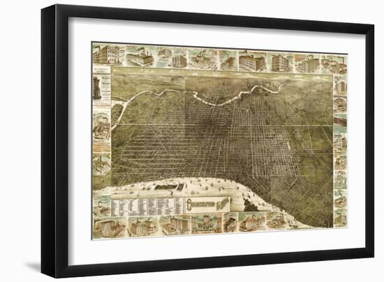 Philadelphia, Pennsylvania - Panoramic Map-Lantern Press-Framed Art Print