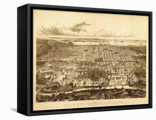 Philadelphia, Pennsylvania - Panoramic Map-Lantern Press-Framed Stretched Canvas