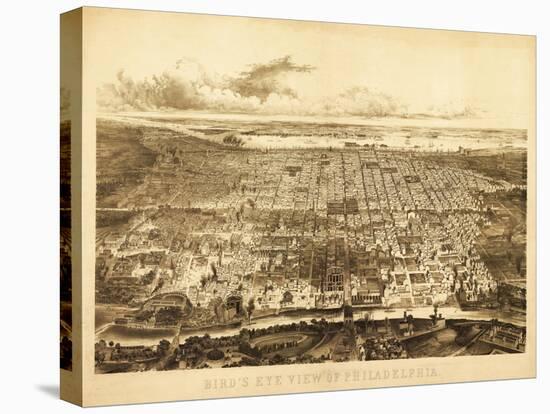 Philadelphia, Pennsylvania - Panoramic Map-Lantern Press-Stretched Canvas