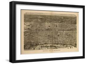 Philadelphia, Pennsylvania - Panoramic Map-Lantern Press-Framed Art Print