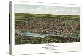 Philadelphia, Pennsylvania - Panoramic Map-Lantern Press-Stretched Canvas
