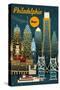 Philadelphia, Pennsylvania - Retro Skyline-Lantern Press-Stretched Canvas