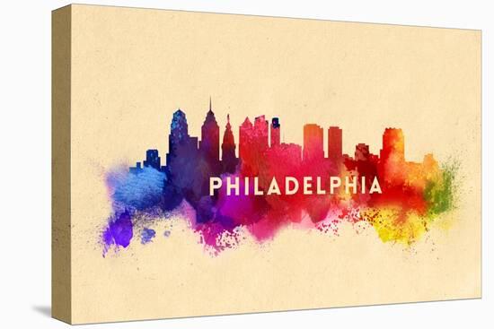 Philadelphia, Pennsylvania - Skyline Abstract-Lantern Press-Stretched Canvas