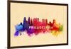 Philadelphia, Pennsylvania - Skyline Abstract-Lantern Press-Framed Art Print