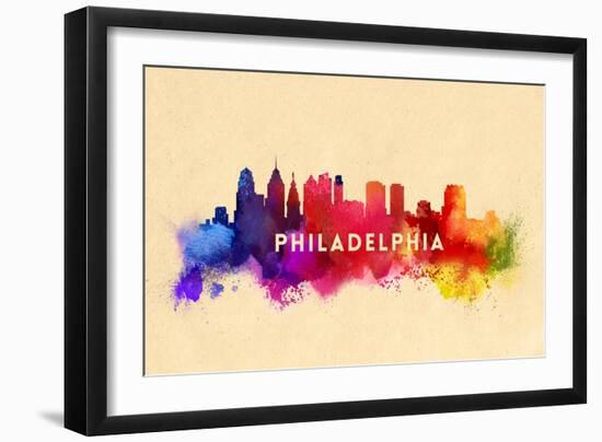 Philadelphia, Pennsylvania - Skyline Abstract-Lantern Press-Framed Art Print