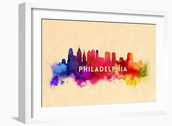 Philadelphia, Pennsylvania - Skyline Abstract-Lantern Press-Framed Art Print