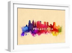 Philadelphia, Pennsylvania - Skyline Abstract-Lantern Press-Framed Art Print