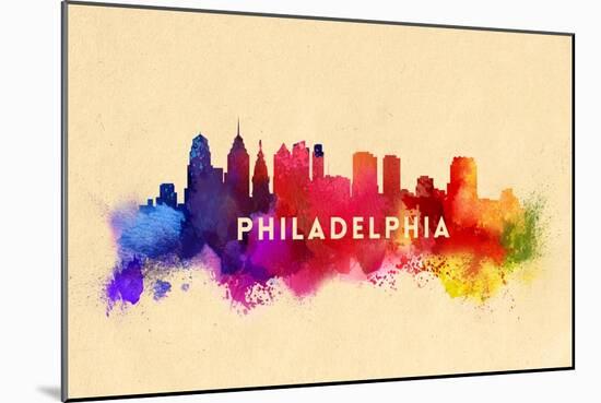 Philadelphia, Pennsylvania - Skyline Abstract-Lantern Press-Mounted Art Print