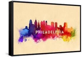 Philadelphia, Pennsylvania - Skyline Abstract-Lantern Press-Framed Stretched Canvas