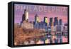 Philadelphia, Pennsylvania - Skyline and River Sunset-Lantern Press-Framed Stretched Canvas