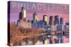 Philadelphia, Pennsylvania - Skyline and River Sunset-Lantern Press-Stretched Canvas