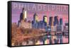 Philadelphia, Pennsylvania - Skyline and River Sunset-Lantern Press-Framed Stretched Canvas