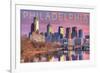 Philadelphia, Pennsylvania - Skyline and River Sunset-Lantern Press-Framed Art Print